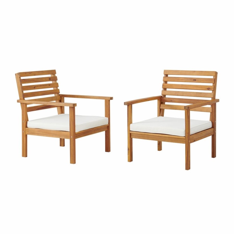 * Alaterre Orwell Natural Wood Stationary Conversation Chairs With Off-White Cushioned Seat Set Of 2 Hot