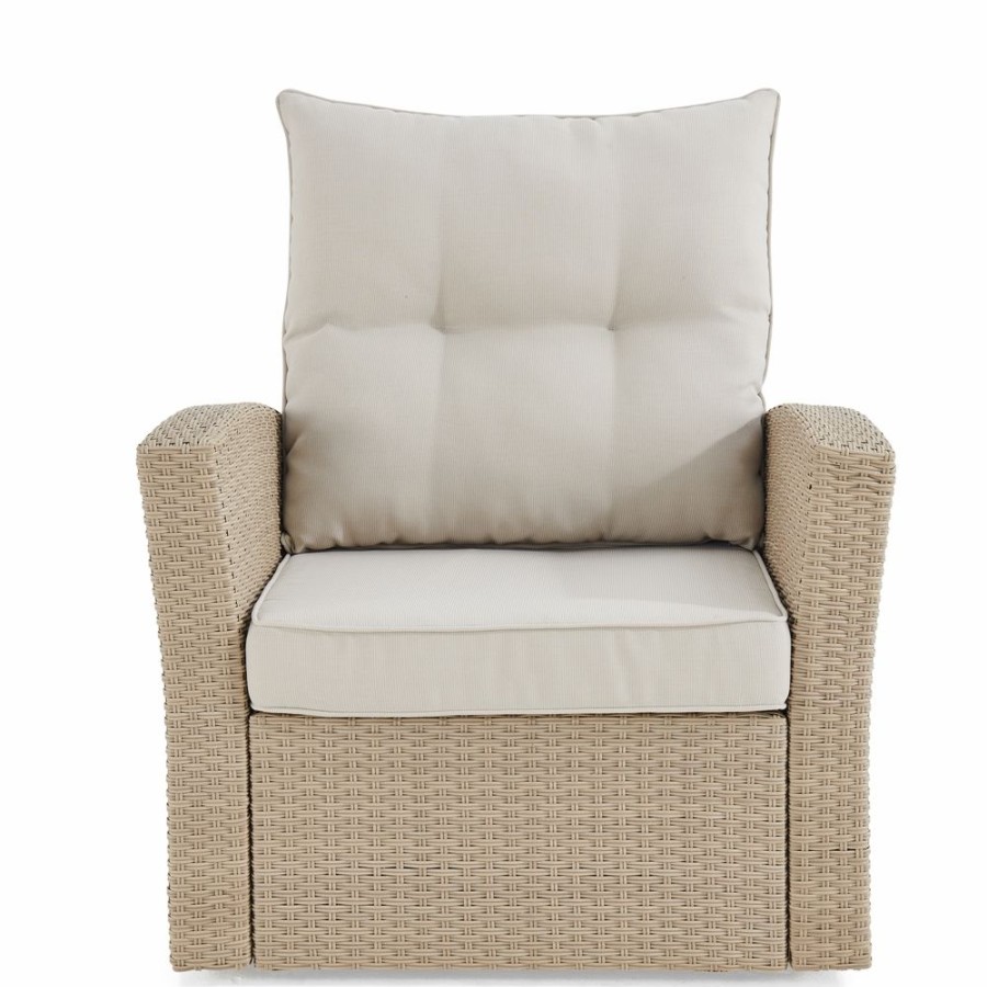 * Alaterre Canaan Cream Wicker Metal Stationary Armchair With Off-White Cushioned Seat Online