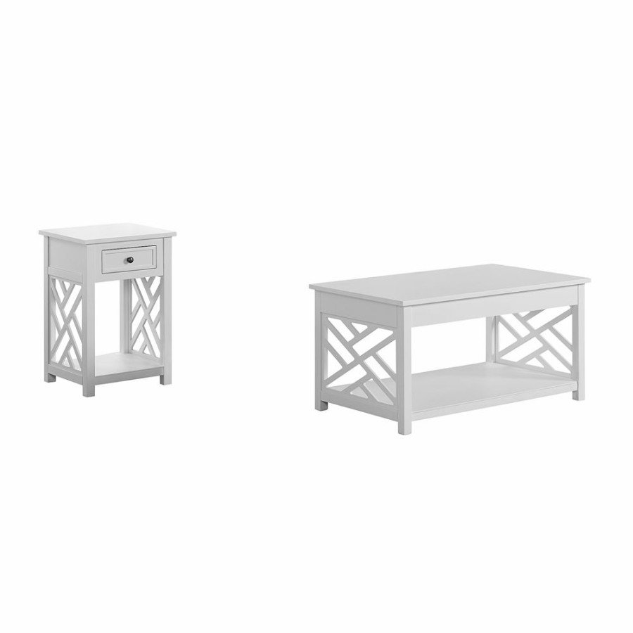 * Alaterre Coventry White Pine Accent Table Set 2-Piece Best