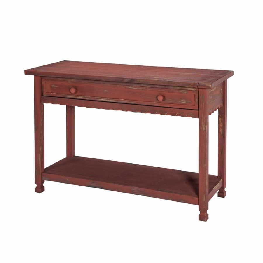 * Alaterre Country Cottage Red Rustic Console Table Wholesale