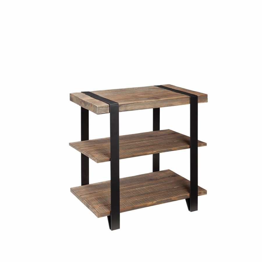 * Alaterre Modesto Black And Brown Wood Rectangular End Table Hot