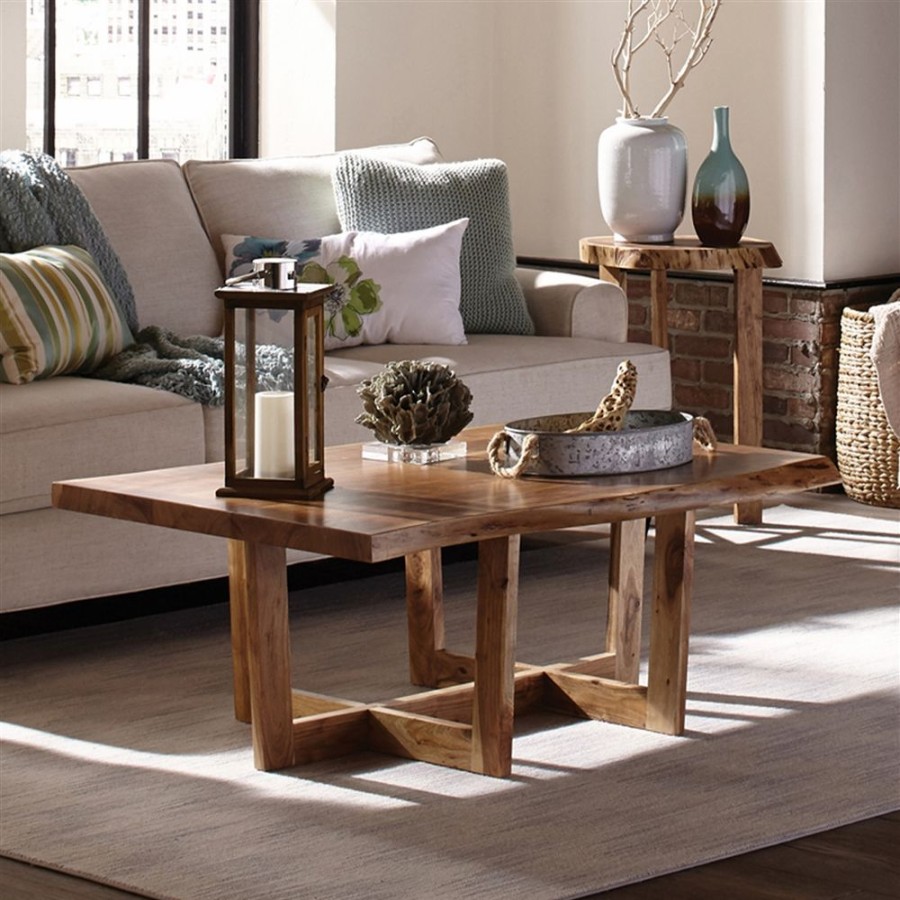 * Alaterre Berkshire Natural Live Edge Wood Large Coffee Table Clearance