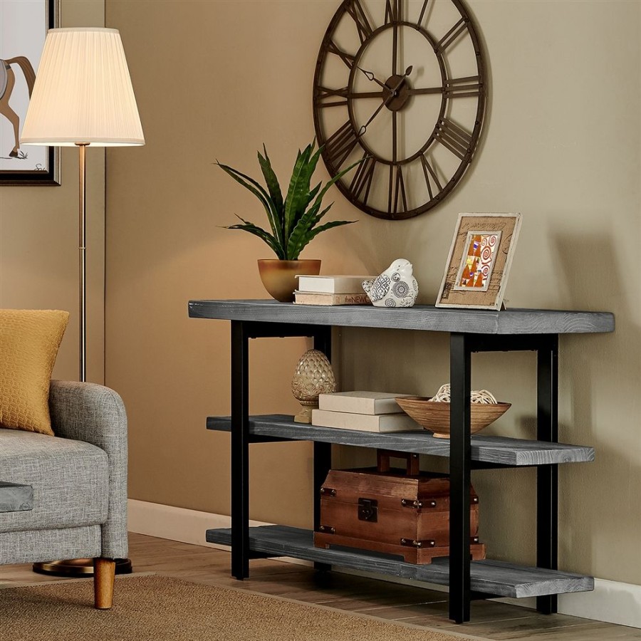 * Alaterre Pomona Slate Grey Rustic Console Table Clearance