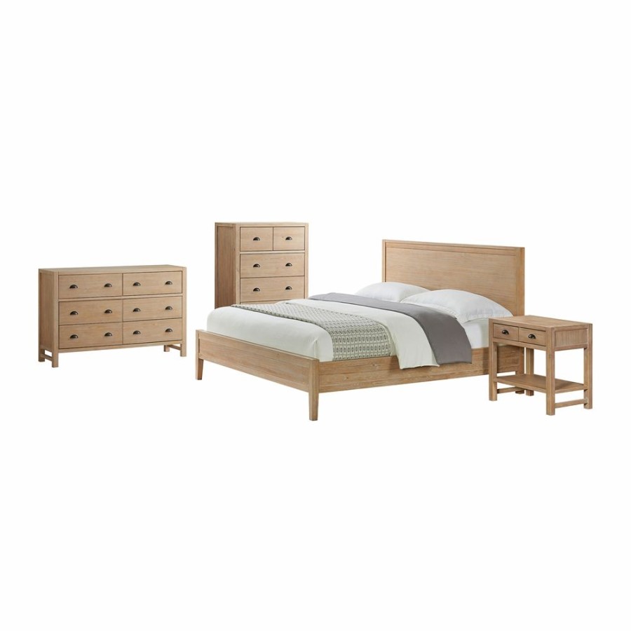 * Alaterre Arden Light Driftwood Traditional King Bedroom Set 4-Piece Best