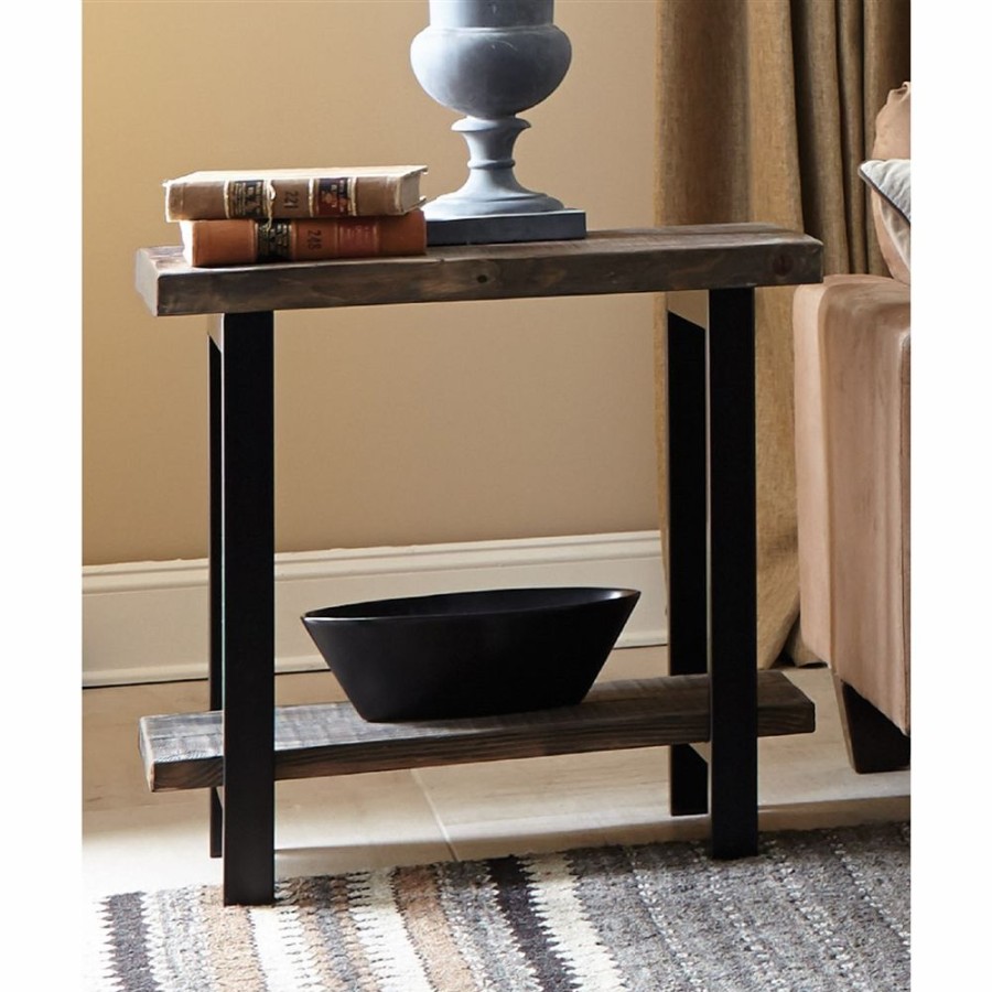 * Alaterre Pomona Black And Brown Rectangular Wood End Table Online