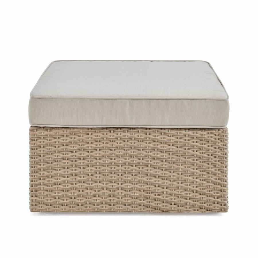 * Alaterre Canaan 26-In Cream Wicker Ottoman With Cushion Hot